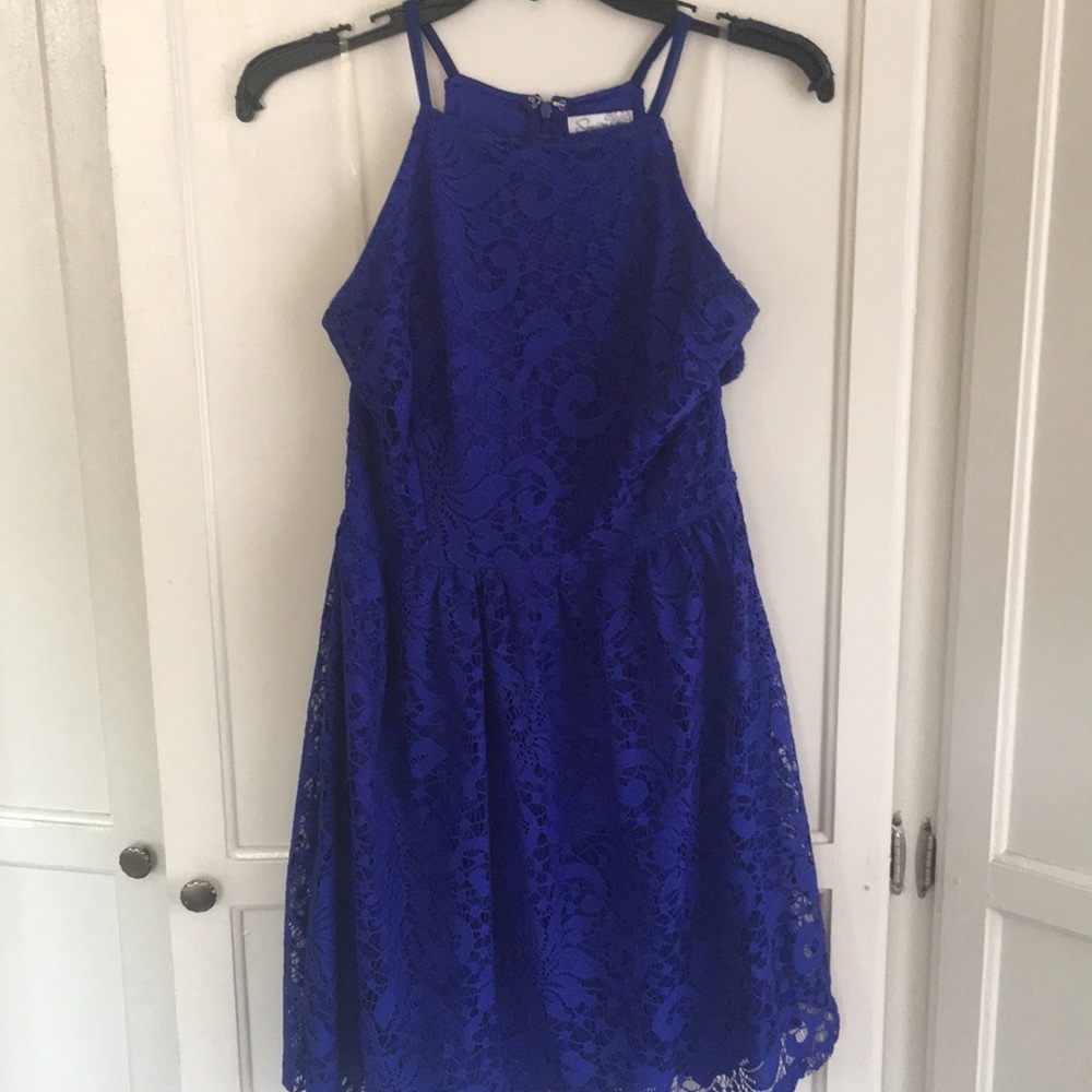 blue lace dress